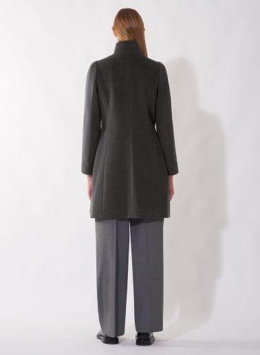 Cappotto grigio in pura lana con pettorina in nylon staccabile