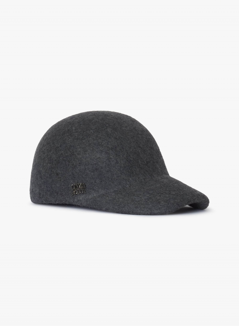 Cappello baseball grigio in feltro di lana