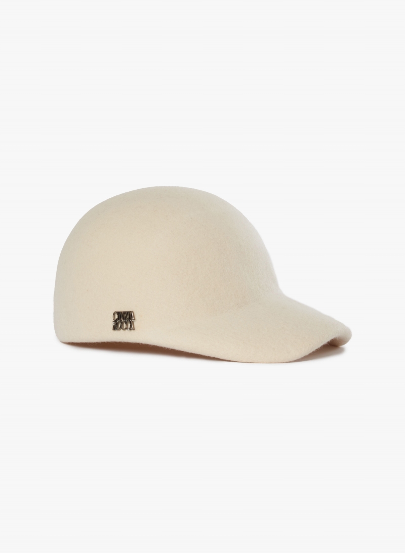 Cappello baseball bianco in feltro di lana