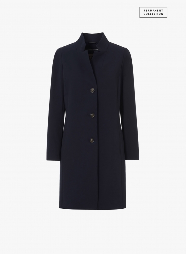 Soprabito blu in cotone stretch con collo a rever rovesciato | Cinzia