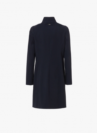 Soprabito blu in cotone stretch con collo a rever rovesciato