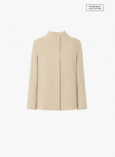 Beige pure wool jacket with high collar | Cinzia Rocca
