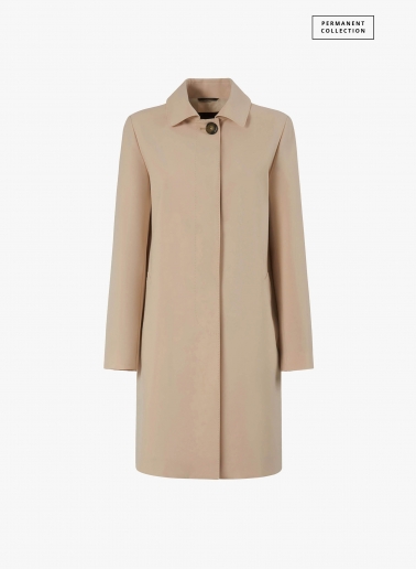 Beige overcoat with shirt collar in technical fabric | Cinzia Rocca