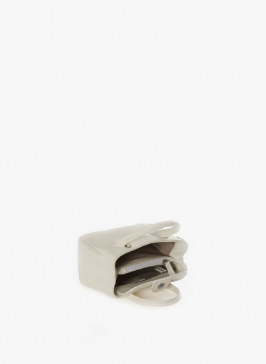 Mini white genuine leather tote bag