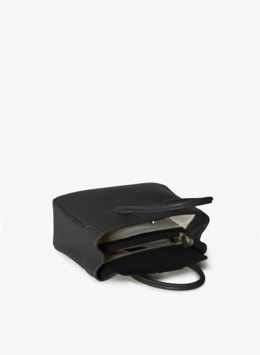 Black genuine leather tote bag
