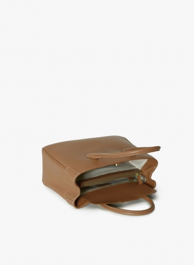 Tobacco color genuine leather tote bag