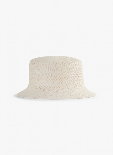 Cappello da pescatore in paglia bianco