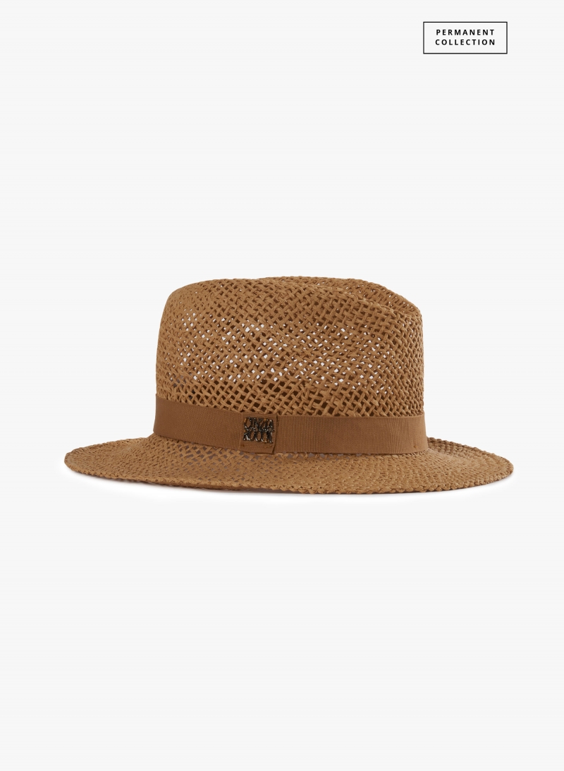 Cappello classico in paglia traforata cammello