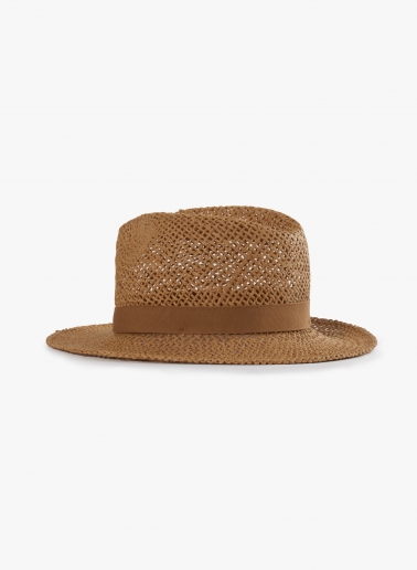 Cappello classico in paglia traforata cammello
