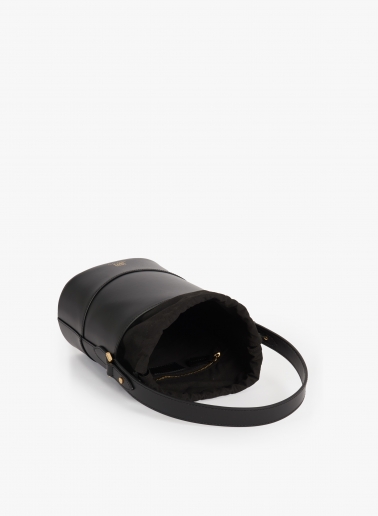 Secchiello nero in pelle liscia con coulisse