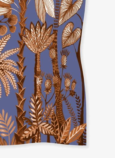 Light blue modal and silk scarf with stylized plant pattern