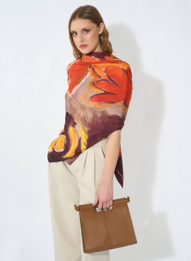 Foulard in pura seta con fantasia acquerello rosso