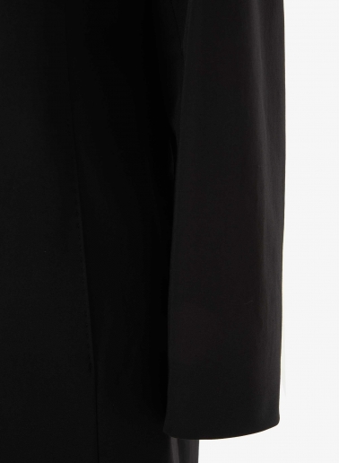 Black stretch cotton overcoat with inverted notch collar