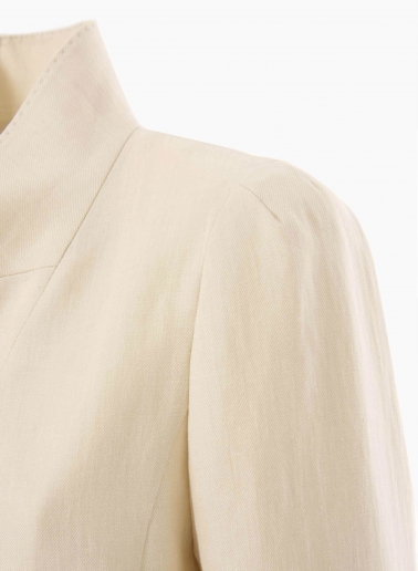 Beige linen jacket with inverted notch collar
