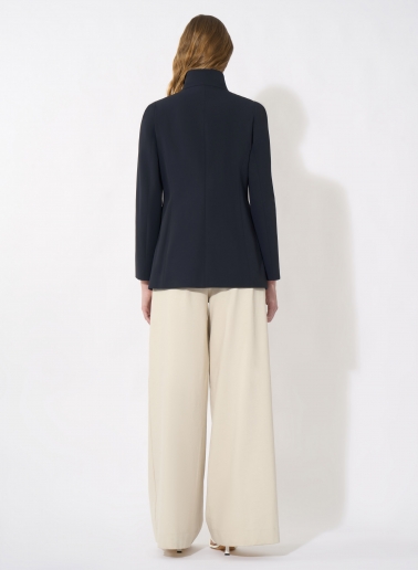 Dark blue stretch cotton jacket with detachable nylon bib