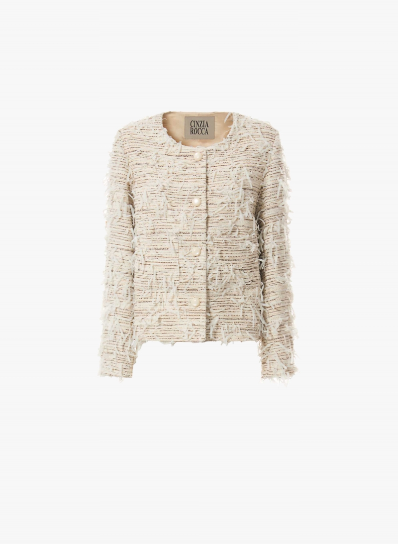 Beige jacket with fringes