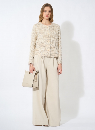 Giacca beige con frange