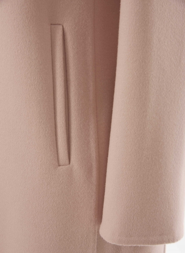 Pink overcoat in pure double wool with inverted notch collar