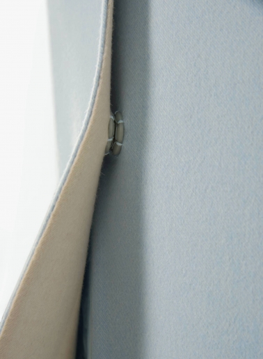 Two-tone light blue overcoat in pure double wool with inverted notch collar