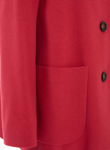 Red jacket in pure wool with revers notch collar