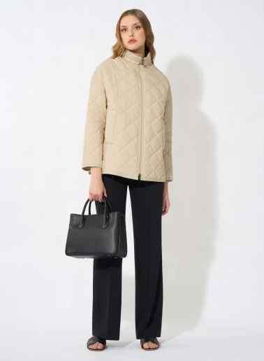 Beige quilted jacket in technical fabric with lurex details