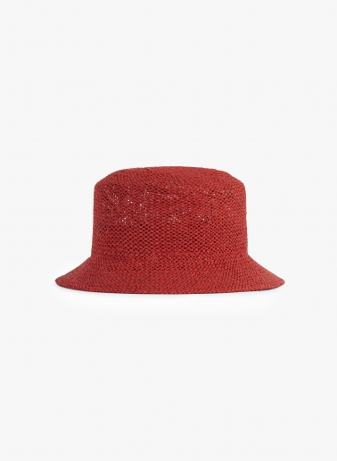 Cappello da pescatore in paglia rosso