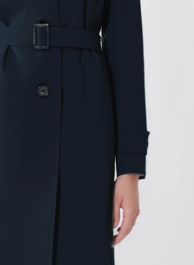 Rainproof tech taffeta dark blue trench coat