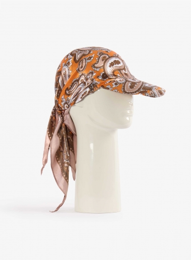 Cappello foulard con visiera arancione