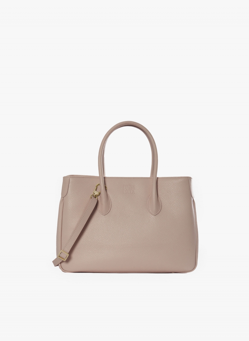 Pink genuine leather tote bag