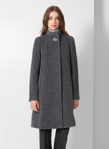 Cappotto grigio svasato in lana e alpaca