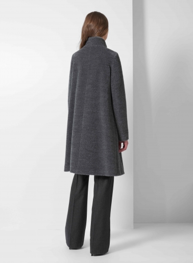 Cappotto grigio svasato in lana e alpaca