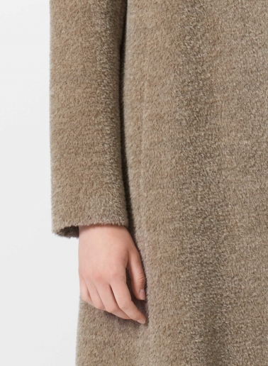 Cappotto taupe svasato in lana e alpaca