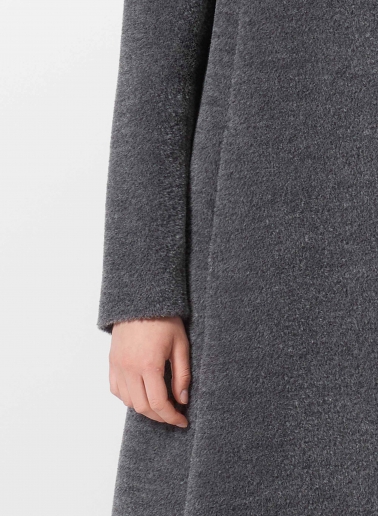 Cappotto grigio svasato in lana e alpaca