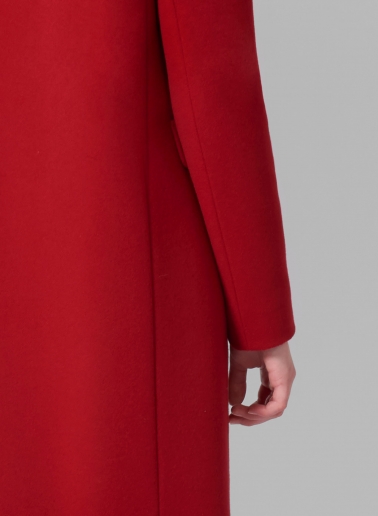 Straight red wool and cashmere coat with masculine cut