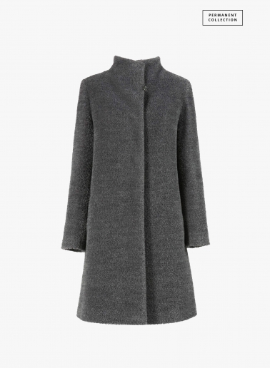 Cappotto grigio svasato in lana e alpaca con collo alto