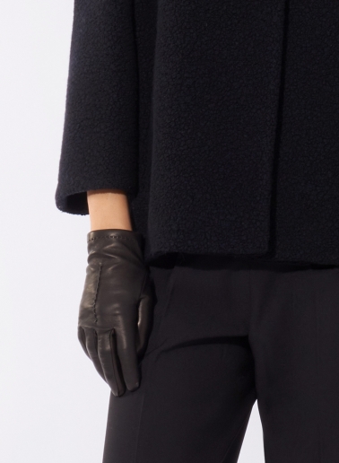 Cappotto corto nero in lana con maniche a 3/4