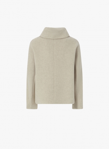 Beige wool short coat with detachable scarf