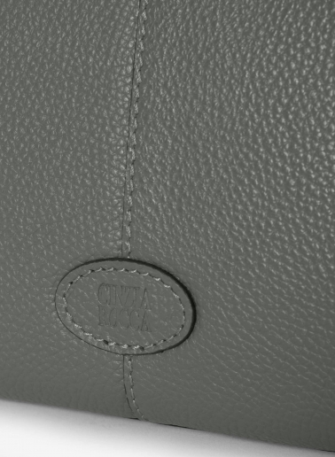 Borsa a mano grigia in pelle con tracolla