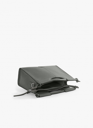 Borsa a mano grigia in pelle con tracolla