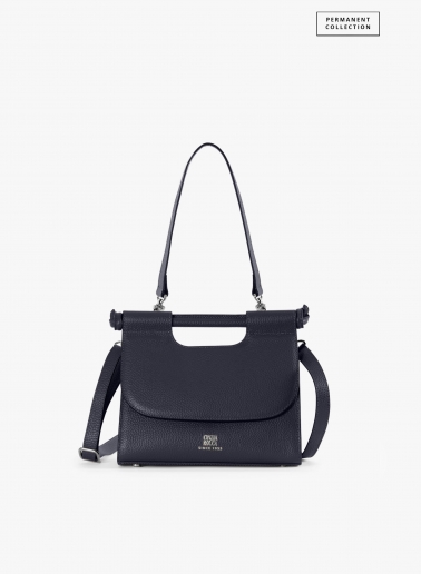 Blue leather shoulder bag with integrated handle and strap | Cinzia Ro