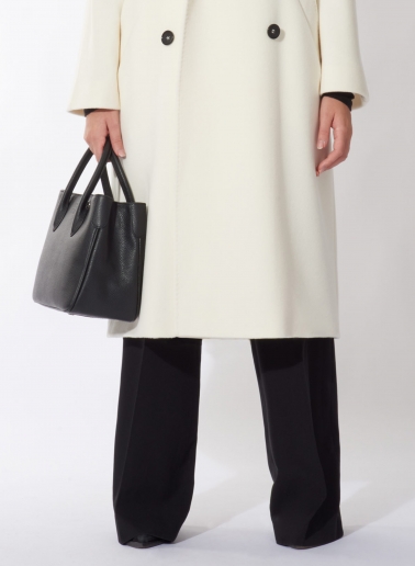 Small black genuine leather tote bag