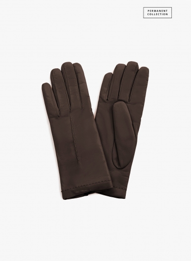 Brown nappa leather gloves with top stitch | Cinzia Rocca