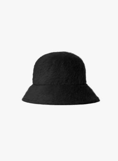 Cappello cloche nero in lana effetto pelliccia