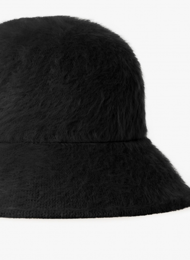Cappello cloche nero in lana effetto pelliccia