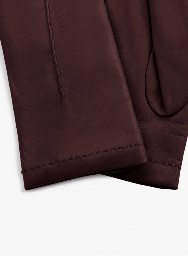 Guanti bordeaux in nappa con cucitura sul dorso
