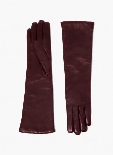 Guanti lunghi bordeaux in nappa