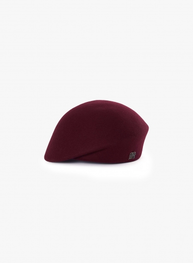 Burgundy asymmetrical wool beret