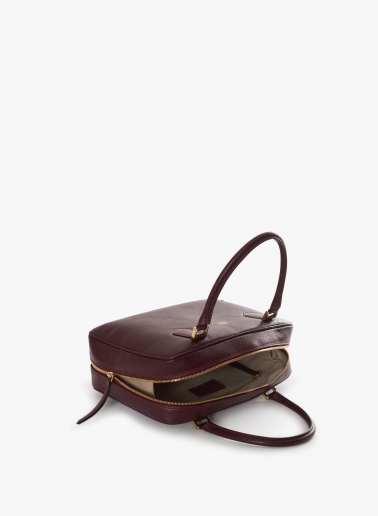 Borsa con doppia zip in pelle bordeaux