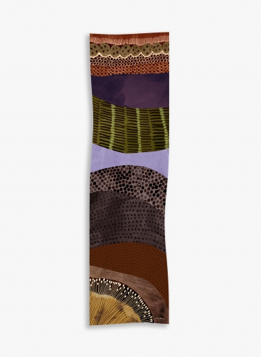 Tobacco colour twill silk scarf with abstact pattern