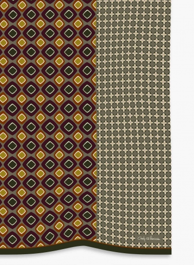 Maxi sciarpa in lana e seta beige con fantasia geometrica
